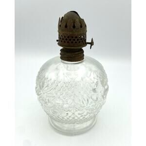 Antique EAPG Consolidated Lamp & Glass Co. Cosmos Oil Lamp Base & Burner 1896